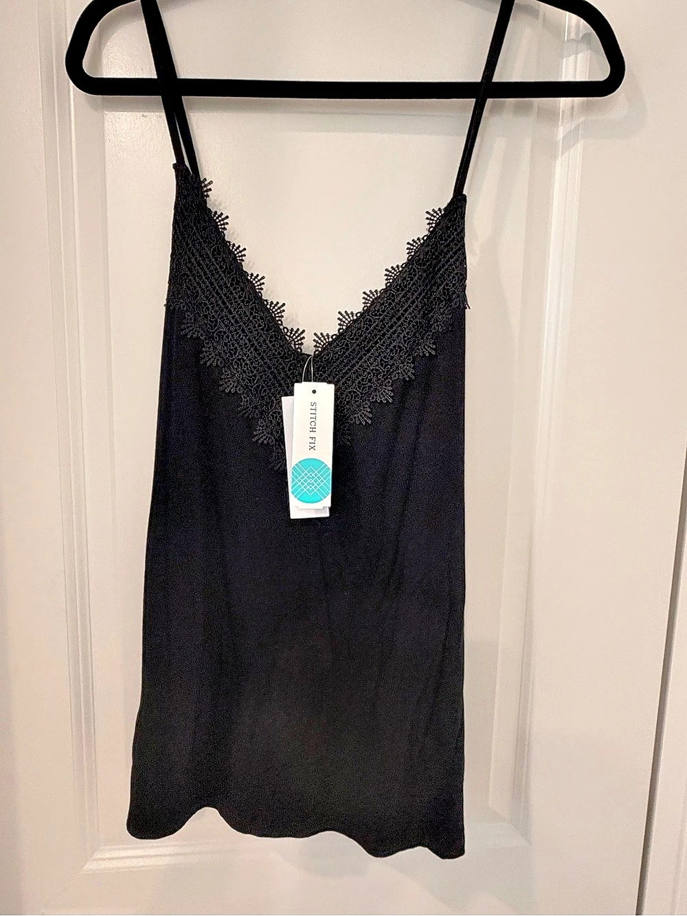 Nina Britton Black Lace Trim Tank NWT
